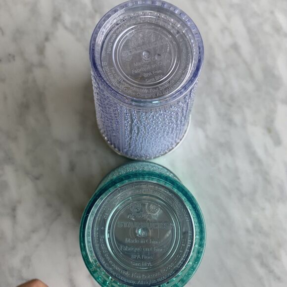 STARBUCKS Frappuccino Crystal Silver Hobnail Bump Green Dot Cold Cup 16Oz Grande - Picture 6 of 7